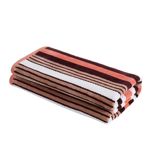 Rope Textured Striped Oversized 2-Piece Beach Towel Set - Ember Glow