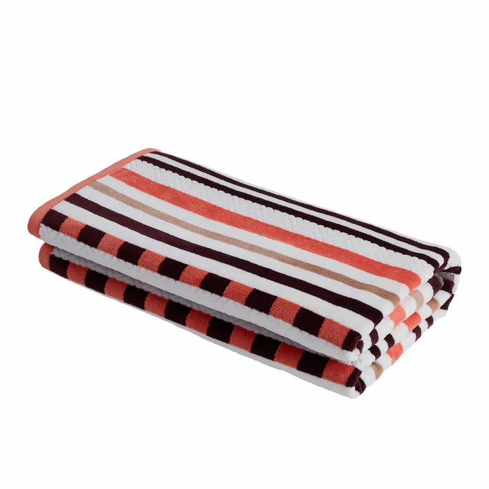 Striped Cotton Oversized 2-Piece Beach Towel Set - Emberglow