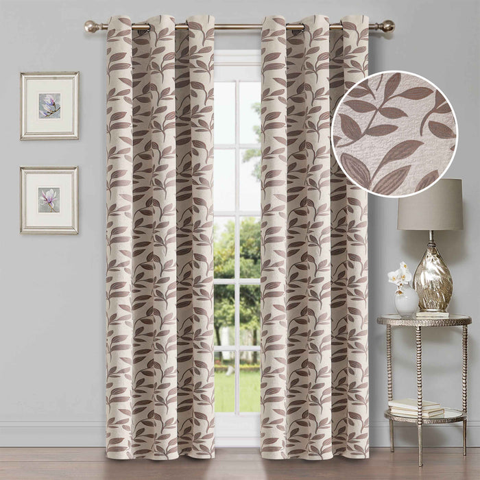 Leaves Room Darkening Blackout Curtain Panel Sets - Espresso