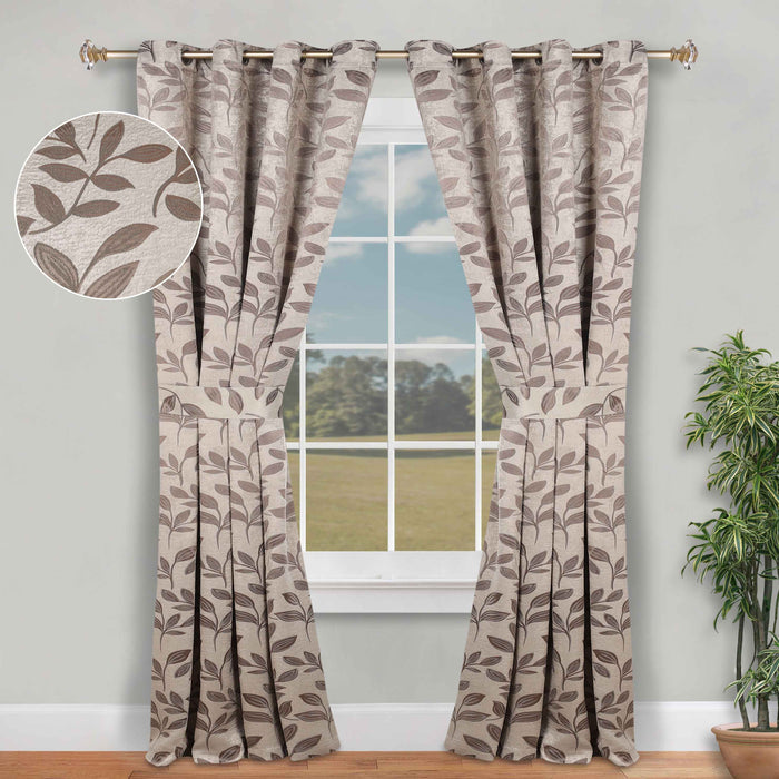 Leaves Machine Room Darkening Blackout Curtains, Set of 2