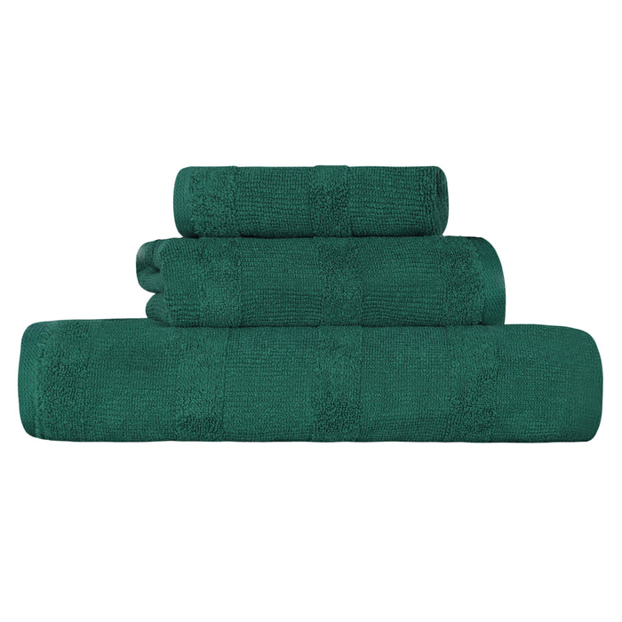 Ribbed Turkish Cotton Quick-Dry Solid 3 Piece Assorted  Towel Set