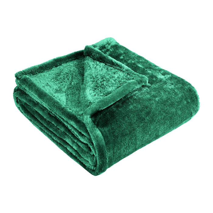 Classic Solid Fleece Plush Medium Weight Fluffy Soft Blanket - EverGreen