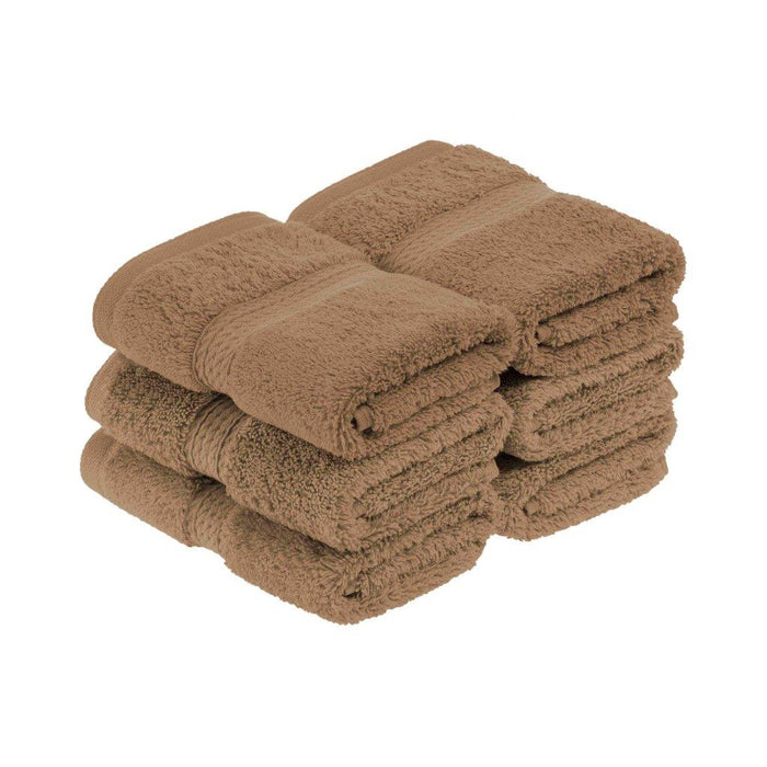 Egyptian Cotton Pile Plush Heavyweight Absorbent Face Towel Set of 6 - Latte