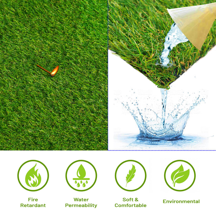 Green Artificial Fake Synthetic Grass Rug Garden Lawn Carpet Mat Turf - Green