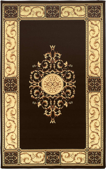 Fancy Medallion Floral Traditional Oriental Indoor Area Rug Or Runner - Coffee