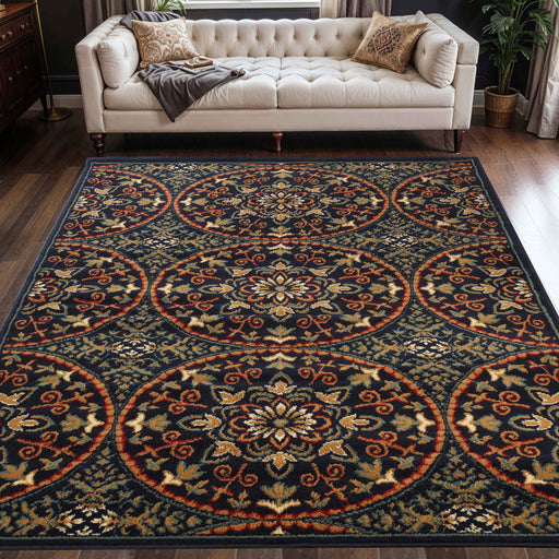 Fancy Medallion Traditional Indoor Area Rug - MidnightBlue