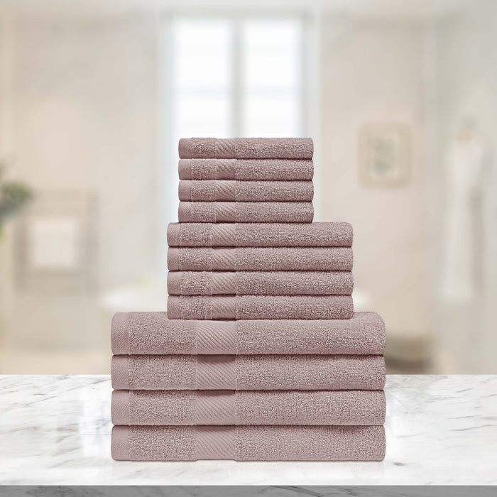 Kendell Egyptian Cotton 12 Piece Solid Towel Set - Fawn