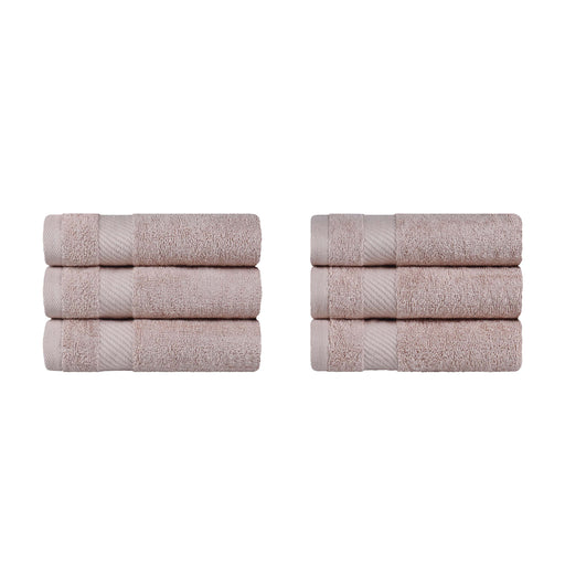 Kendell Egyptian Cotton 6 Piece Hand Towel Set with Dobby Border - Fawn