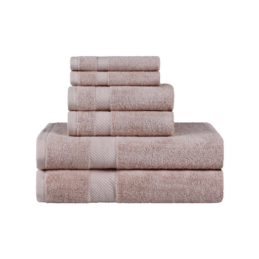 Kendell Egyptian Cotton 6 Piece Towel Set with Dobby Border - Fawn