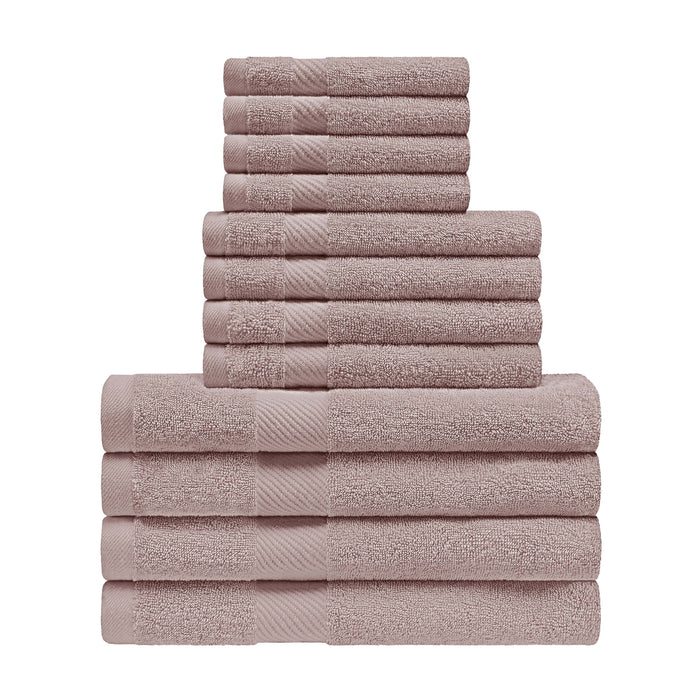 Kendell Egyptian Cotton 12 Piece Solid Towel Set - Fawn