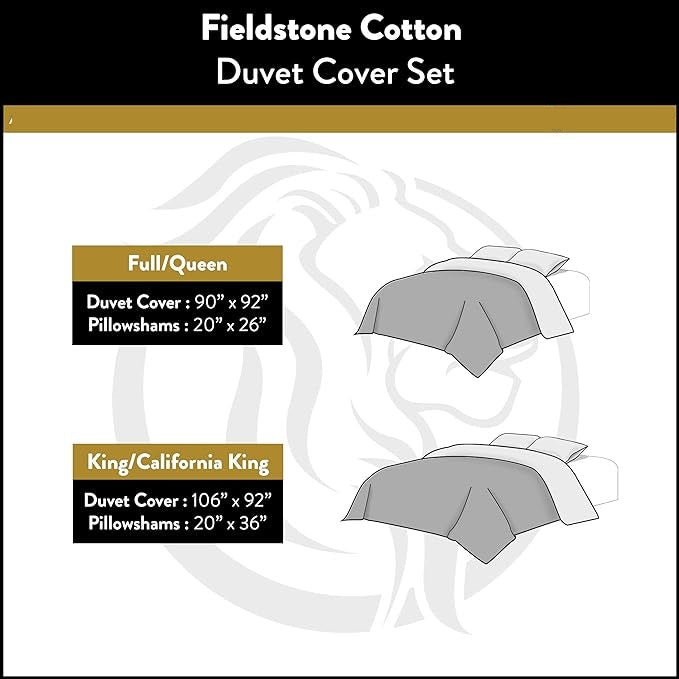 Fieldstone Embroidered Cotton 3 Piece Duvet Cover Set - Beige