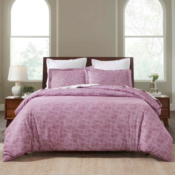 Melange Flannel Cotton Two-Toned Brushed Duvet Cover Set