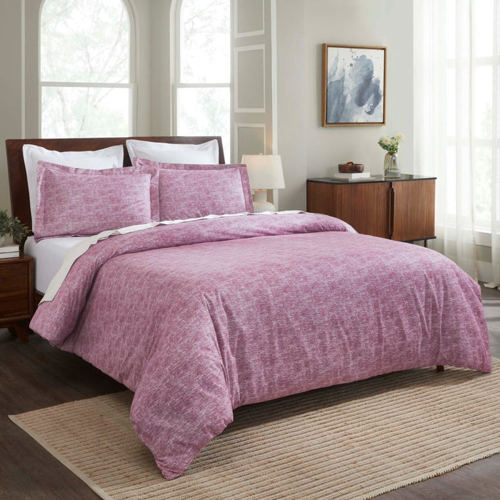 Melange Flannel Cotton Two-Toned Brushed Duvet Cover Set