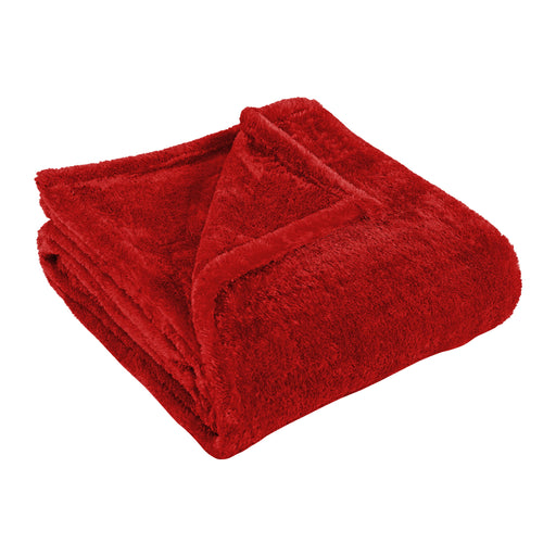 Fleece Plush Medium Weight Fluffy Soft Decorative Solid Blanket - Red
