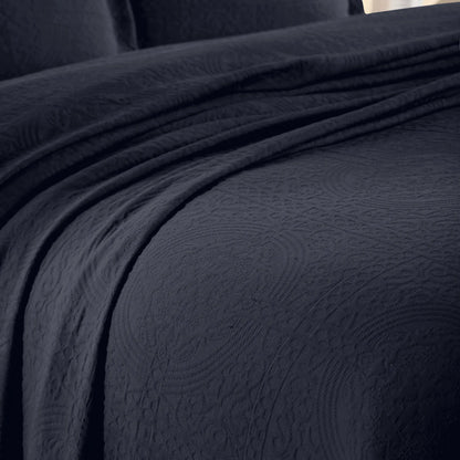 100% Cotton Jacquard Matelassé Fleur De Lis Bedspread Set - Blue Nile Mills