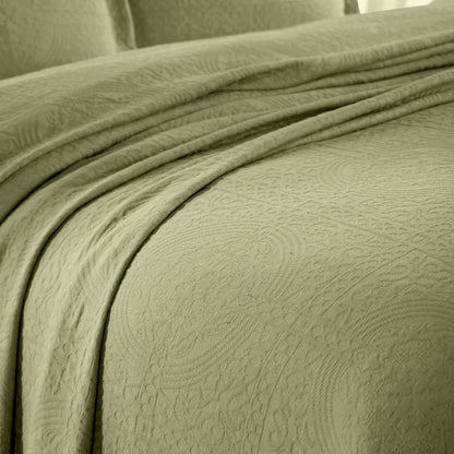 100% Cotton Jacquard Matelassé Fleur De Lis Bedspread Set - Blue Nile Mills