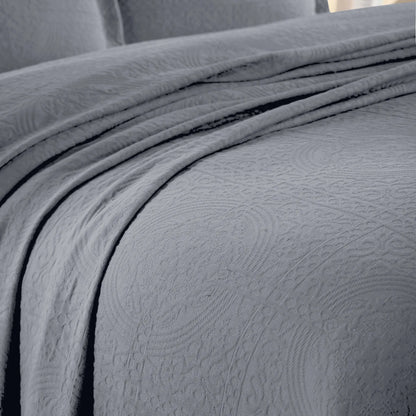 100% Cotton Jacquard Matelassé Fleur De Lis Bedspread Set - Blue Nile Mills