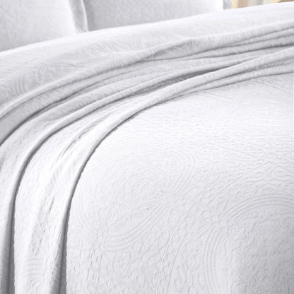 100% Cotton Jacquard Matelassé Fleur De Lis Bedspread Set - Blue Nile Mills