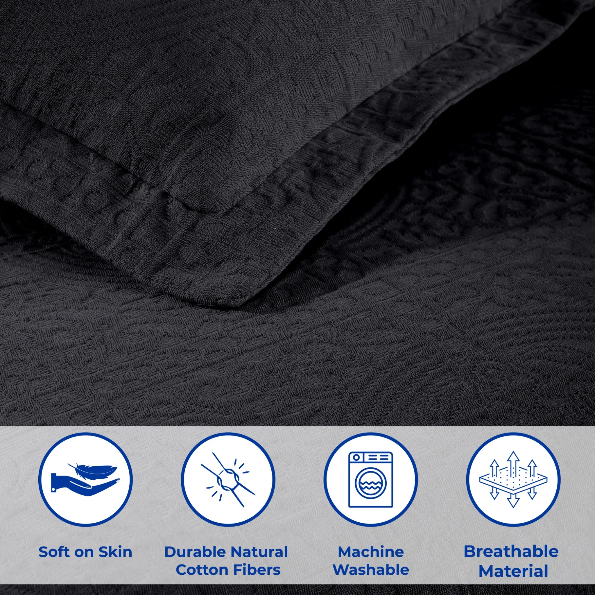 100% Cotton Jacquard Matelassé Fleur De Lis Bedspread Set - Blue Nile Mills