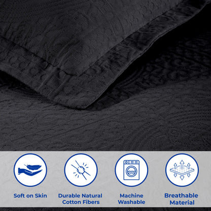 100% Cotton Jacquard Matelassé Fleur De Lis Bedspread Set - Blue Nile Mills