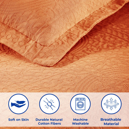 100% Cotton Jacquard Matelassé Fleur De Lis Bedspread Set - Blue Nile Mills