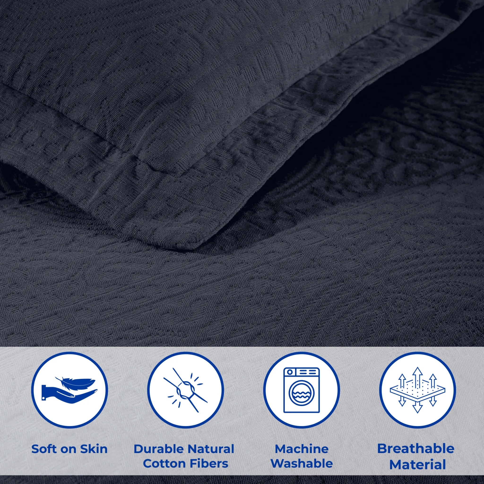 100% Cotton Jacquard Matelassé Fleur De Lis Bedspread Set - Blue Nile Mills