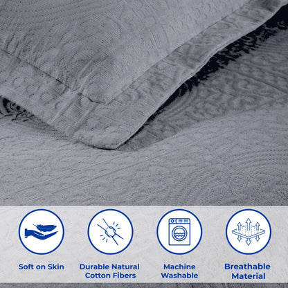 100% Cotton Jacquard Matelassé Fleur De Lis Bedspread Set - Blue Nile Mills