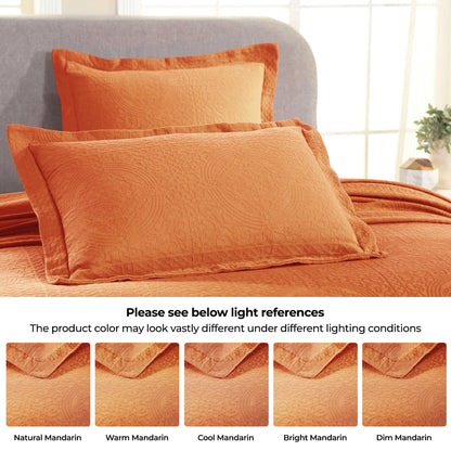 100% Cotton Jacquard Matelassé Fleur De Lis Bedspread Set - Blue Nile Mills