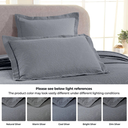 100% Cotton Jacquard Matelassé Fleur De Lis Bedspread Set - Blue Nile Mills