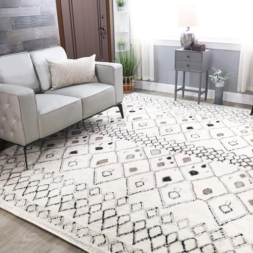 Flintstone Diamond Trellis Bohemian Indoor Area Rug or Runner Rug - Slate