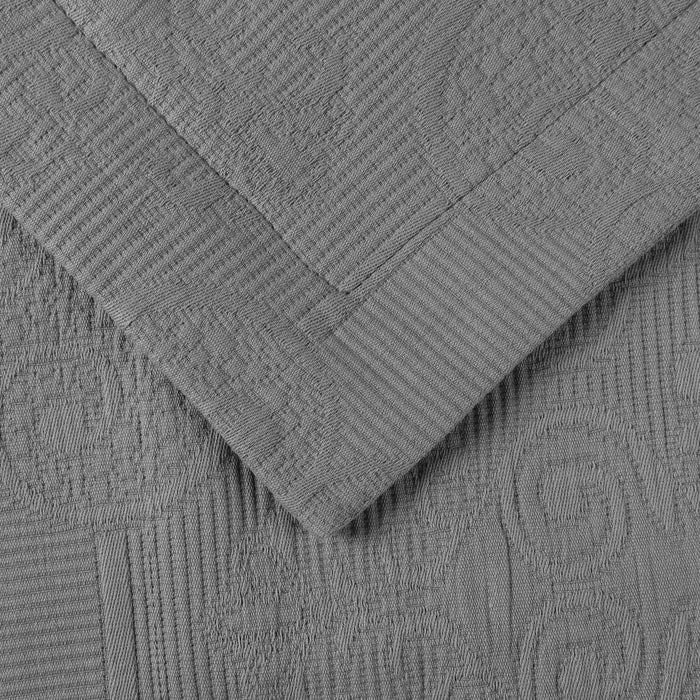 Florin Cotton Matelassé Weave Jacquard Scrolling Medallion Bedspread Set - Grey