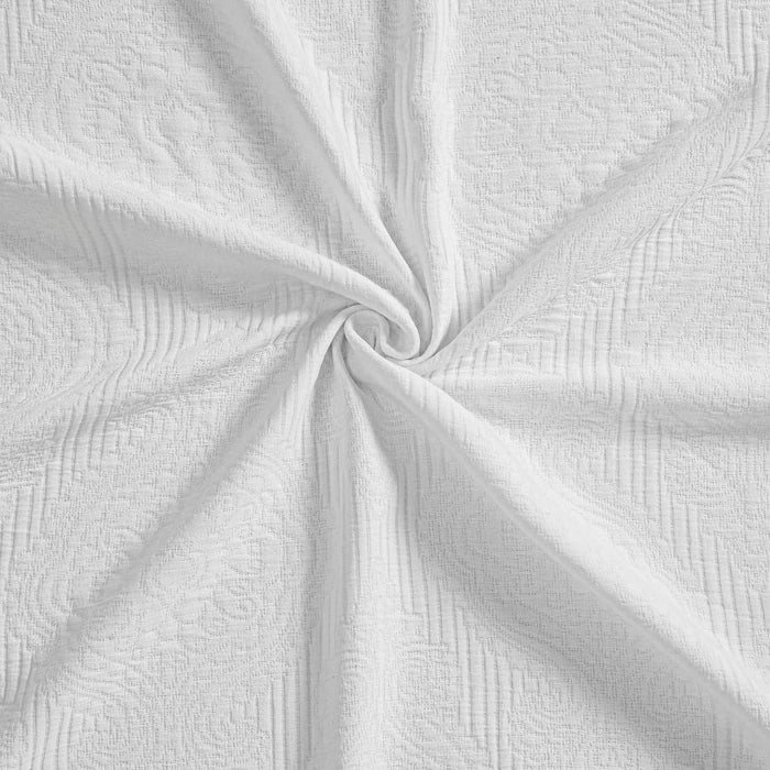 Florin Cotton Matelassé Weave Jacquard Scrolling Medallion Bedspread Set - White