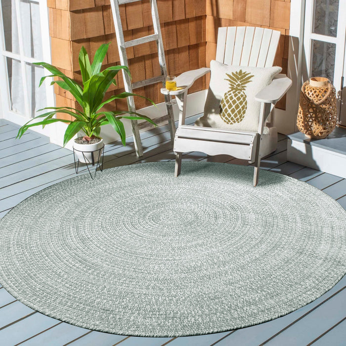 Reversible Braided Area Rug Two Tone Indoor Outdoor Rugs - FogGreen