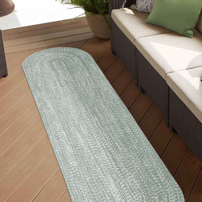 Reversible Braided Area Rug Two Tone Indoor Outdoor Rugs - FogGreen