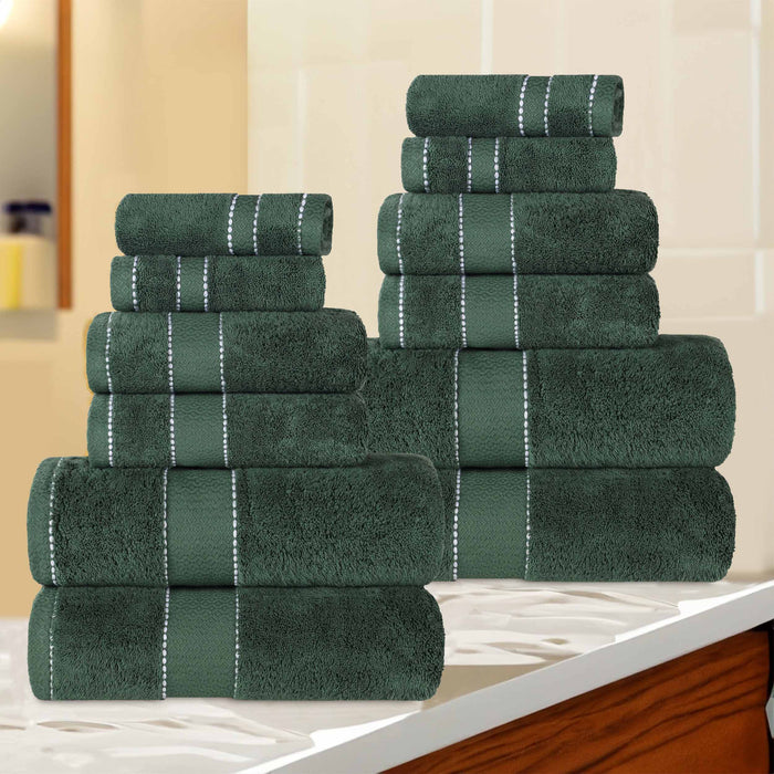 Niles Egypt Produced Giza Cotton Dobby Absorbent 12 Piece Towel Set