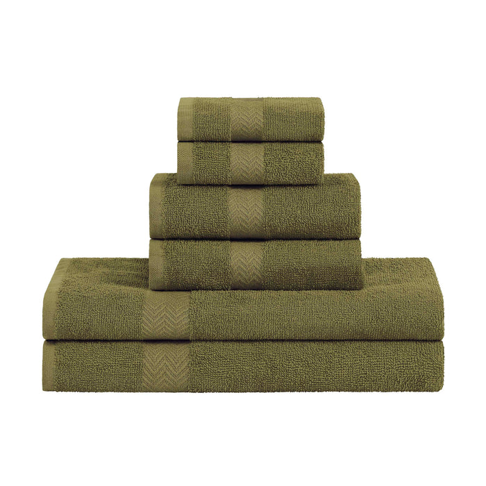 Frankly Eco Friendly Cotton 6 Piece Towel Set - ForestGreen