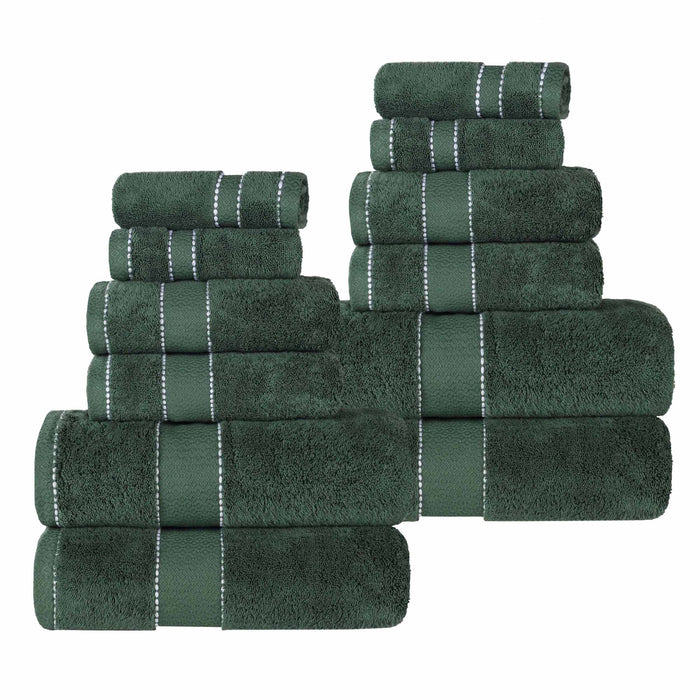 Niles Egypt Produced Giza Cotton Dobby Absorbent 12 Piece Towel Set