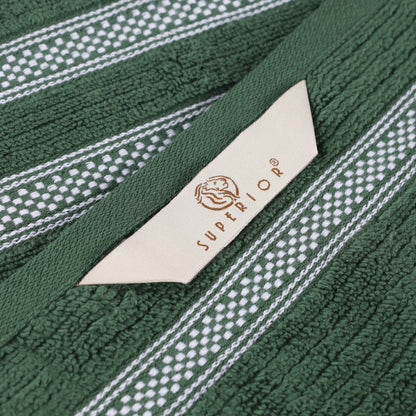 Zero Twist Cotton Ribbed Geometric Border Plush 9 Piece Towel Set - Blue Nile Mills