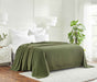 Cotton All Season Diamond Bed Blanket & Sofa Throw - Forest Green