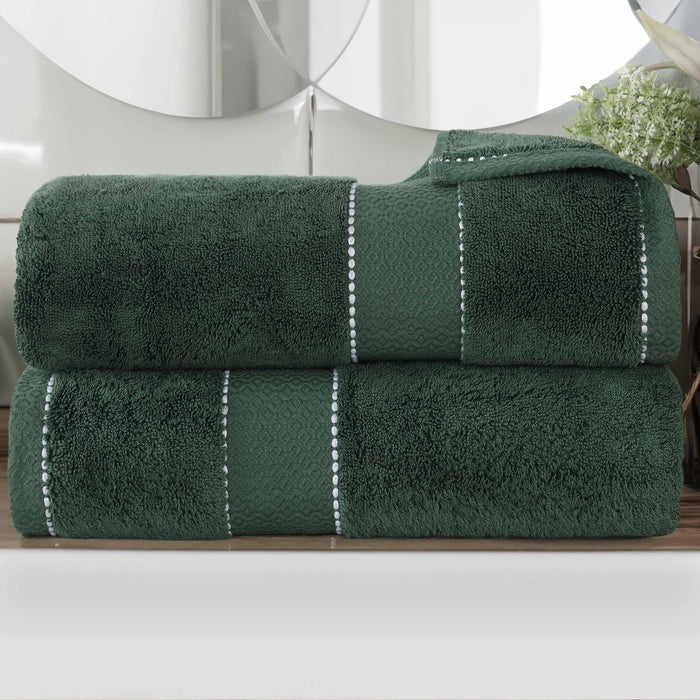 Niles Egypt Produced Giza Cotton Dobby Ultra-Plush Bath Sheet Set of 2 - Forrest Green