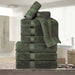 Egyptian Cotton Pile Plush Heavyweight Absorbent 9 Piece Towel Set - Forrest Green