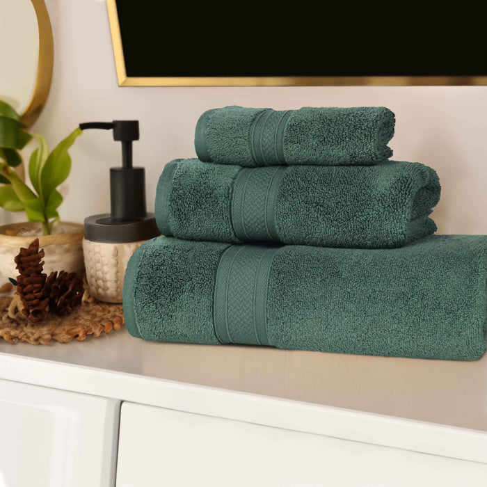 Zero Twist Cotton Elegant Soft Absorbent 3 Piece Solid Towel Set