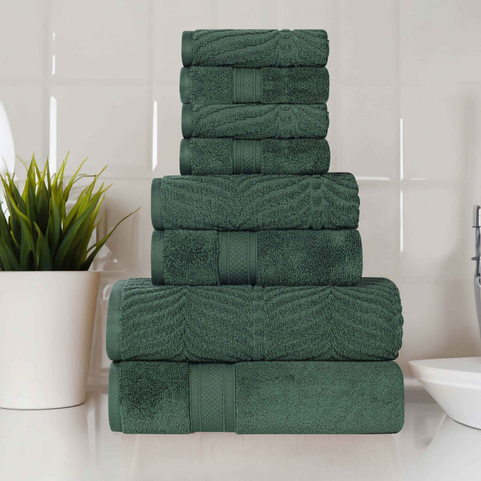 Zero Twist Cotton Solid and Jacquard Elegant Chevron 8 Piece Towel Set