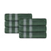 Zero Twist Cotton Ribbed Geometric Border Plush Hand Towel Set of 6 - Forrest Green