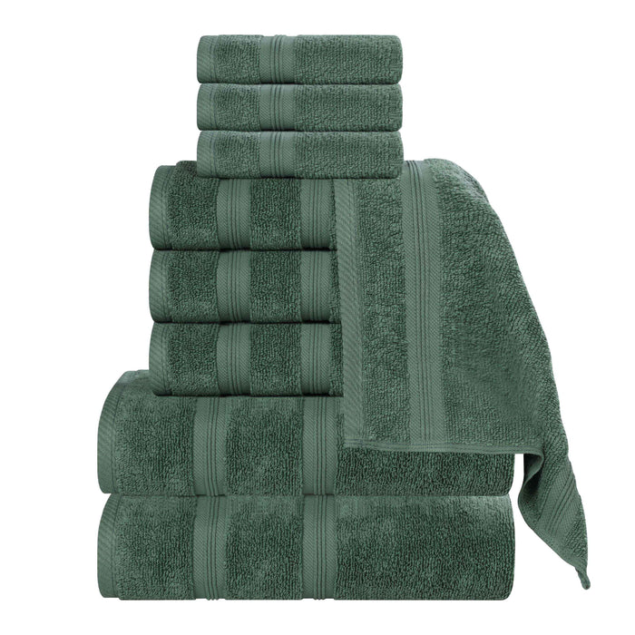 Smart Dry Zero Twist Cotton 9 Piece Solid Assorted Towel Set