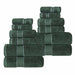 Niles Egypt Produced Giza Cotton Dobby Ultra-Plush 12 Piece Towel Set - Forrest Green