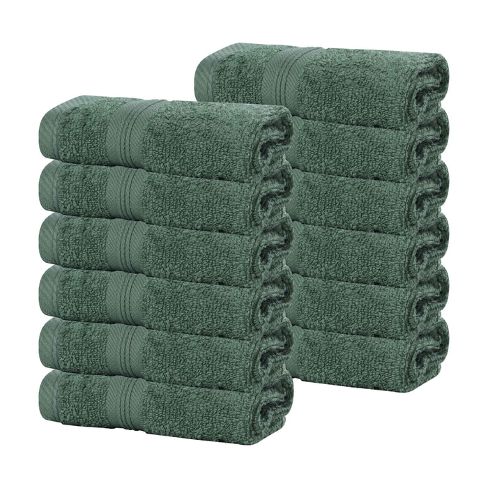 Smart Dry Zero Twist Cotton Solid Washcloth Face Towels, Set of 12