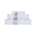 Turkish Cotton Ultra-Plush Solid 3-Piece Highly Absorbent Towel Set - White/Forrest Green