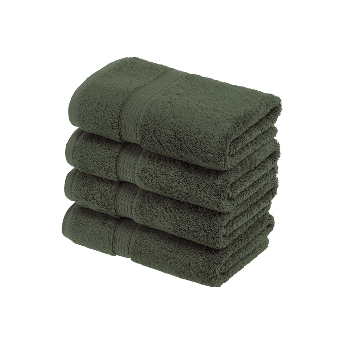 Egyptian Cotton Pile Plush Heavyweight Hand Towel Set of 4 - Forrest Green