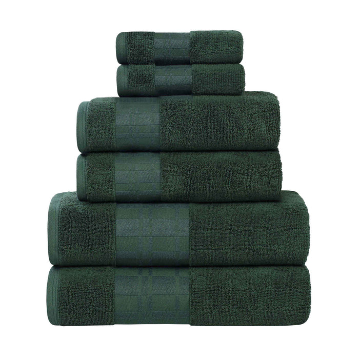 Larissa Cotton Geometric Embroidered Border 8-Piece Assorted Towel Set - ForestGreen